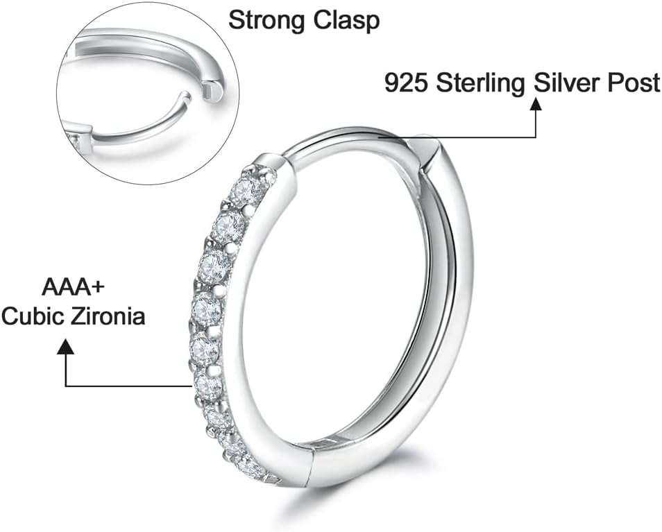 Dlihc 6 Pairs Sterling Silver Hoop and Stud Earrings Set for Women Men