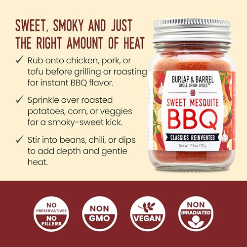 Burlap & Barrel Sweet Mesquite BBQ Seasoning – Smoky-Sweet BBQ Blend with Wild Mesquite, Panela Sugar