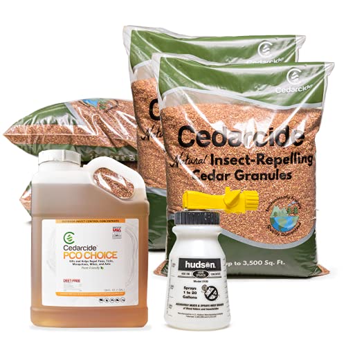 Cedarcide Outdoor Lawn and Garden Kit (Large) Includes PCO Choice Cedar Oil Bug Killing Concentrate Gallon and Pure Cedar Granules | PCO Kills and
