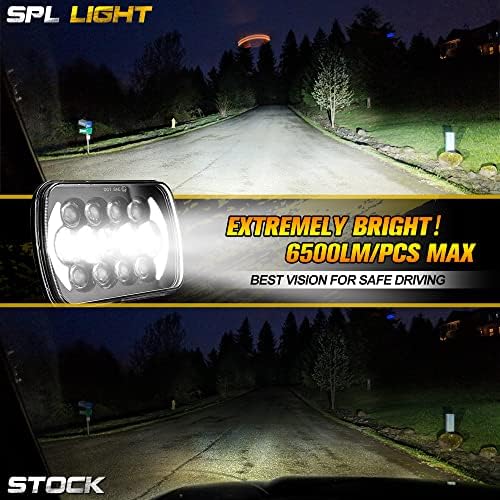 SPL DOT Approved 105W Brightest Black 5x7 7x6 Projector Led Headlights Anti-glare Hi/Low Sealed Beam H6054 H5054 with DRL Compatible with Jeep Wrangler YJ Cherokee XJ Ford Chevy GMC Toyota etc
