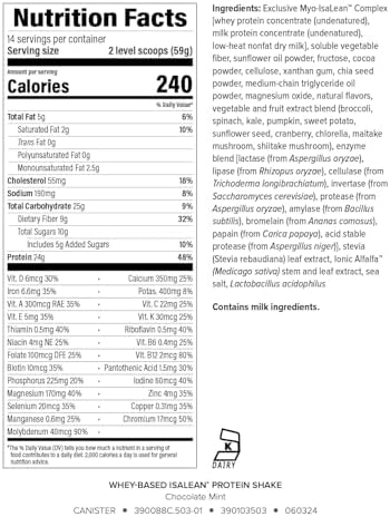 IsaLean Protein Shake - Complete Nutrition for Maintaining Healthy Weight & Lean Muscle Growth Enhanced with MCT Oil - 24 Vitamins & Minerals - 28.1 oz - 14 Meal Canister - Creamy Chocolate