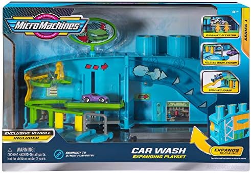 Micro Machines Core Playset, Car Wash Station - Expandable and Connectable to Other MM Sets, Includes One Exclusive Vehicle - Collect Them All