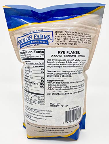 Shiloh Farms - Organic Non GMO Rye Flakes 15 ounces - 2 Pack