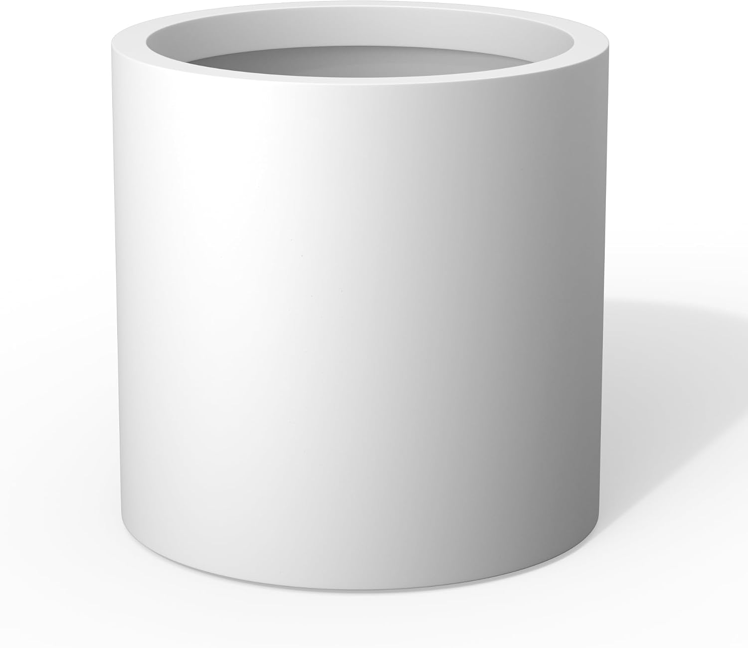 Kante Large Round Cylinder Charcoal Concrete Planter 15.8" Tall, Outdoor