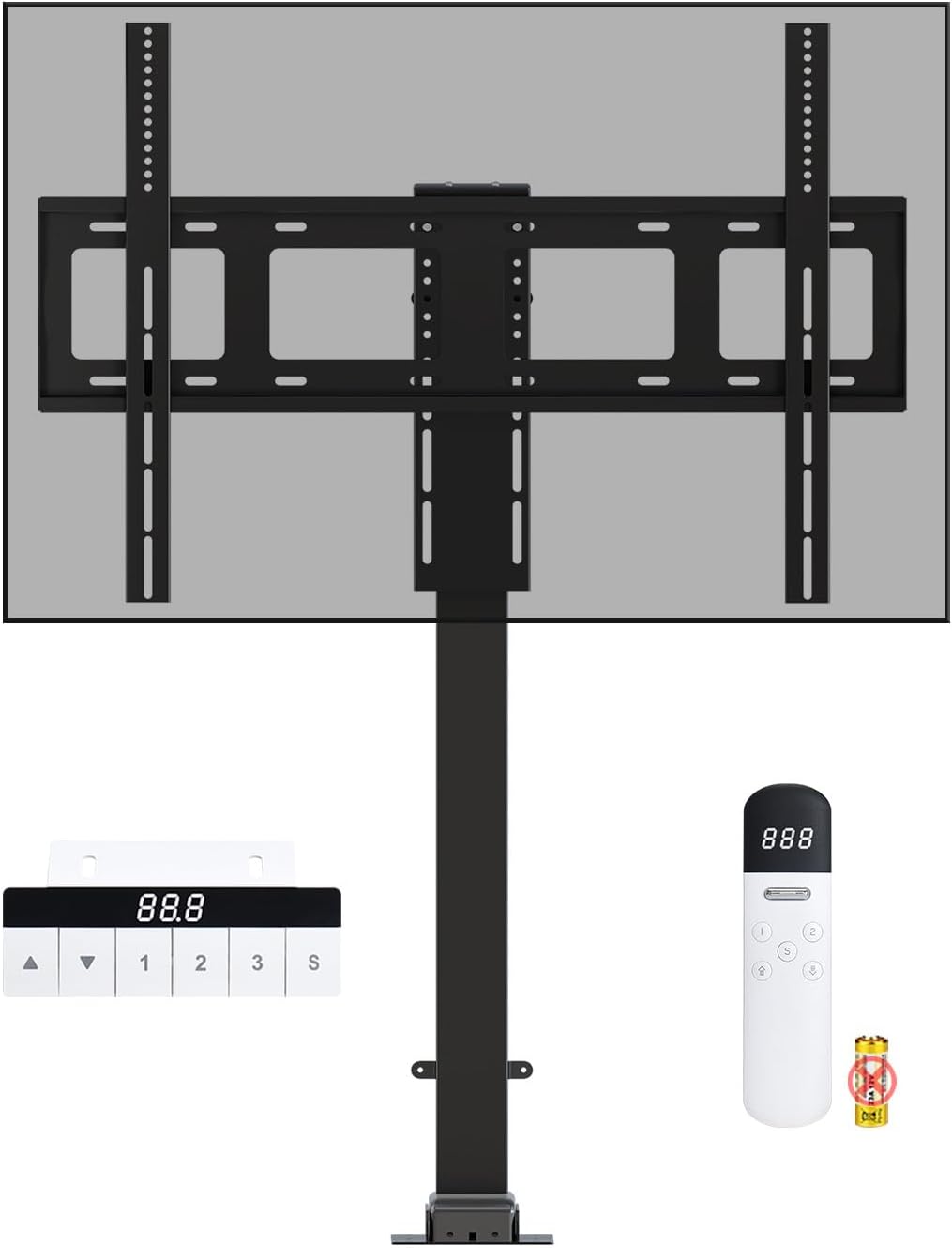 DIHOOL Motorized TV Lift for 85″ - 100″Giant Screen TVs, Pop Up Vertical TV Stand with Remote Control and Obstacle Detection, 59″ Stroke