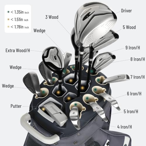 StablePoint Golf Cart Bag with 14-Way Full-Length Divider Top | S&T-Lock Golf Bag for Men with Magnetic Pocket, Cooler Pocket & Rain Cover