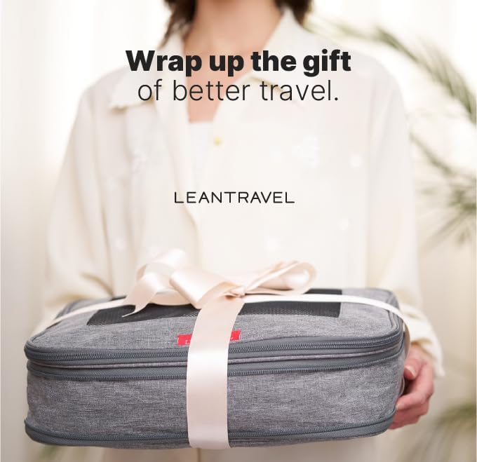 LeanTravel Premium Compression Packing Cubes for Travel - Suitcase Organizer Bags with Double Zipper & Breathable Mesh Panel - Space Saving Carry On Luggage Essentials (6-Pack, Grey)