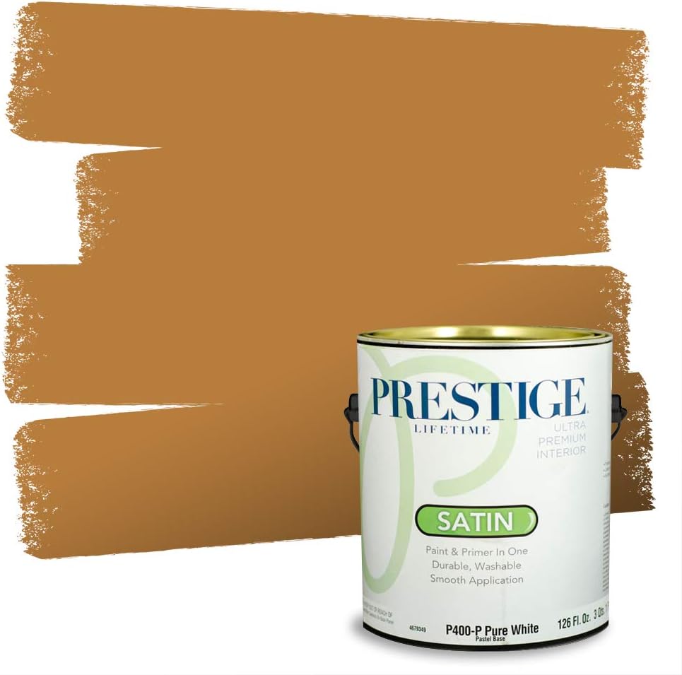 PRESTIGE Paints Exterior Paint and Primer In One, 1-Gallon, Satin, Comparable Match of Sherwin Williams* Cachet Cream*