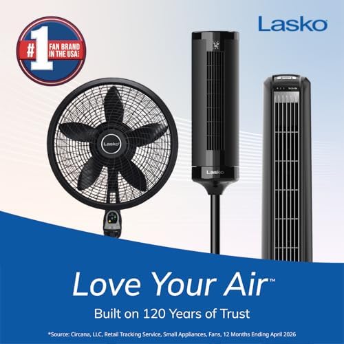 Lasko Oscillating Tower Fan with Remote - 42" - T42951 - Silver | Quiet Standing Fan for Bedroom, Office, and Home, 3 Speeds, Timer, Powerful Cooling Air, Nighttime setting, Space-Saving
