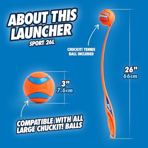 Chuckit! Pro 26L Dog Ball Launcher, 26" Length, Includes Large Ball (3") For Dogs 60-100 Pounds