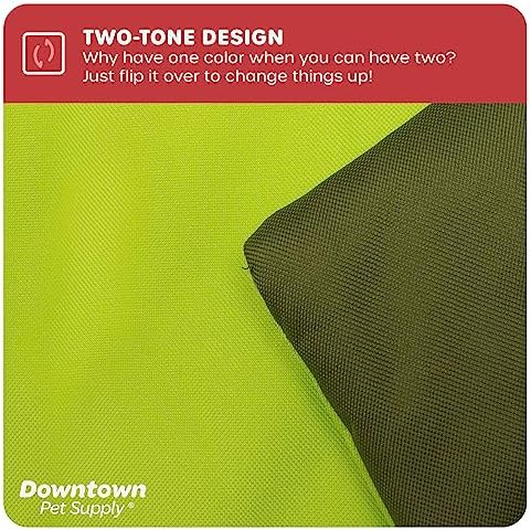 Downtown Pet Supply Dog Crate Pad, 35" x 22" - Waterproof, Ripstop Nylon Dog Crate Mat Chew Proof and Machine Washable - Dark and Light Green - L