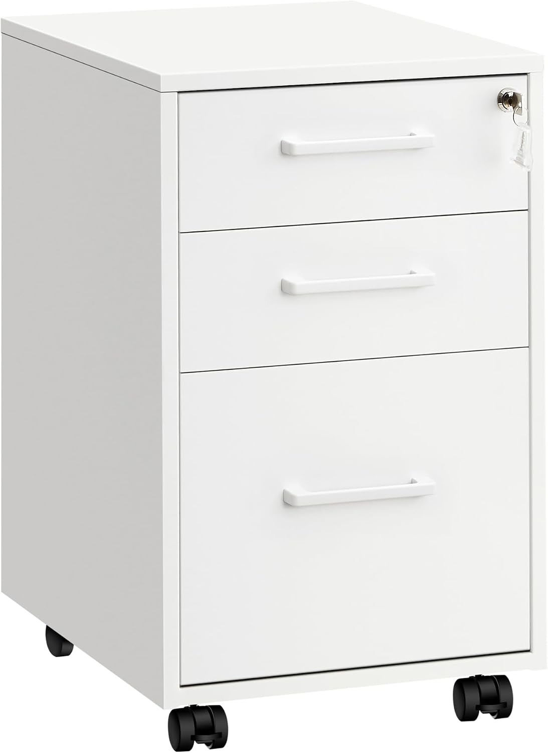 SONGMICS File Cabinet, Pre-Assembled Except Wheels and Handles, Office Filing Cabinet with Lock, for A4, Legal, Letter Sized Documents