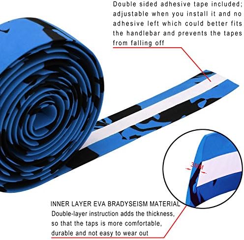 TOPCABIN Comfort Gel Road Bike EVA Handlebar Tape Bike Bar Tape Camouflage Series Tape with Reflective Bar Plugs
