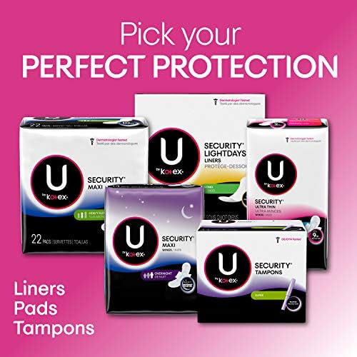 U by Kotex Security Ultra Thin Pads with Wings, Heavy Flow, Long, Unscented, 32 Count