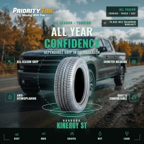 Hankook Kinergy ST (H735) 215/70R15 98T | Passenger Touring All Season Traction 98T Rated Standard Load Radial Construction Black Sidewall Tire