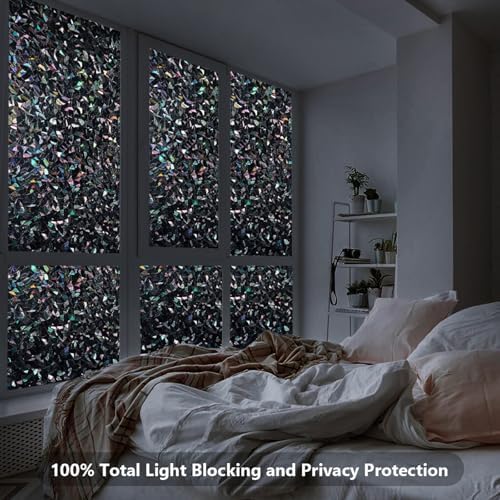 LEMON CLOUD Window Privacy Film, Rainbow Stained Glass Cling,17.5″ x 78.7″