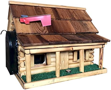 Log Cabin with Porch Wooden Mailbox Natural Amish Made in USA