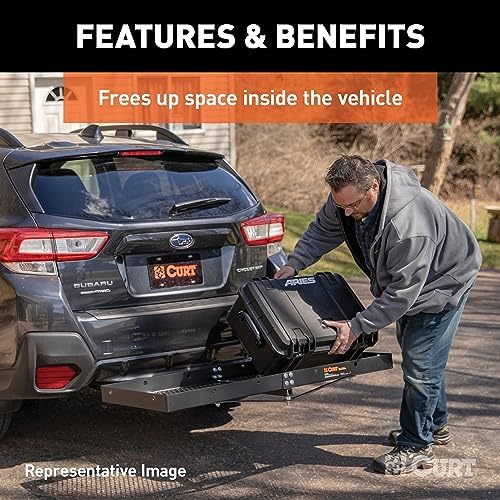 CURT 18109 Tray-Style Trailer Hitch Cargo Carrier, 500 lbs. Capacity, 60-Inch x 19-1/4-Inch, Fits 2-Inch Receiver