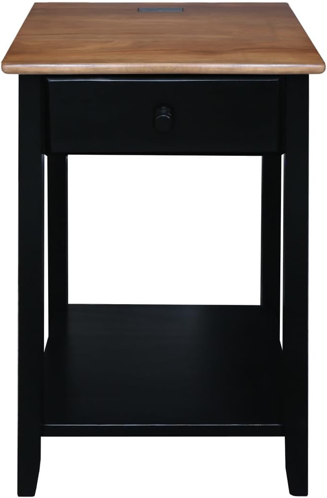 Casual Home Owl Night Stand with USB Port Charging Station and Drawer, 17.5"W x 14.25"D x 24.5"H, Espresso