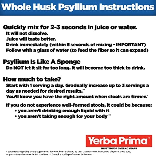 Yerba Prima Psyllium Whole Husks, Colon Cleanser 12 oz (Pack of 2) - All Natural Dietary Fiber, Pure Premium Psyllium, Lab-Tested Non-GMO, Gluten-Free Fiber
