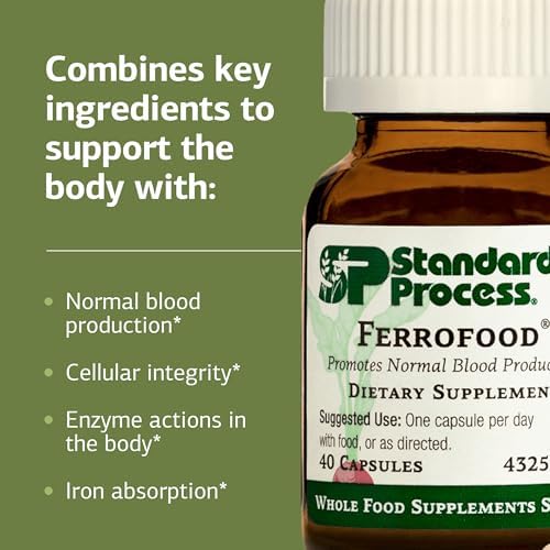 Standard Process Ferrofood - Iron Supplement to Support Normal Blood Production - Aid Iron Absorption with Vitamin C - Health Supplement with Alfalfa