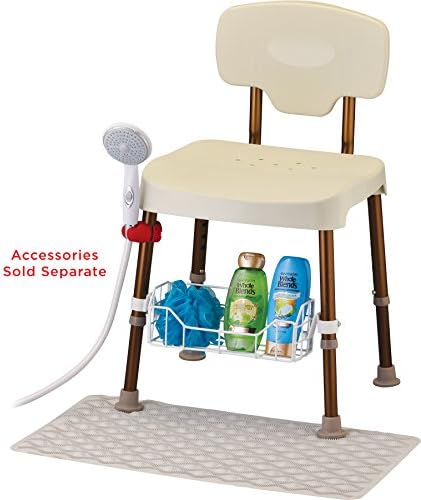 NOVA Medical Products Bariatric Shower and Bath Chair with Back, Heavy Duty 500 lb. Weight Capacity, White, 1 Count (Pack of 1)