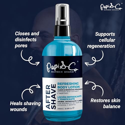 PAPI & CO. After Shave Lotion for Men, Refreshing Post Shave Body Lotion with Menthol & Lettuce Leaf Extract