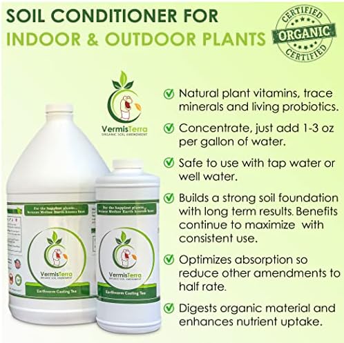 Worm Tea for Gardening - 32oz Quart - Organic Earthworm Soil Enhancer - Vermicompost with Kelp - Increase Yields, Boost Growth, Reduce Stress- Vegetables, Flowers, Fruit Trees - Plant Probiotic