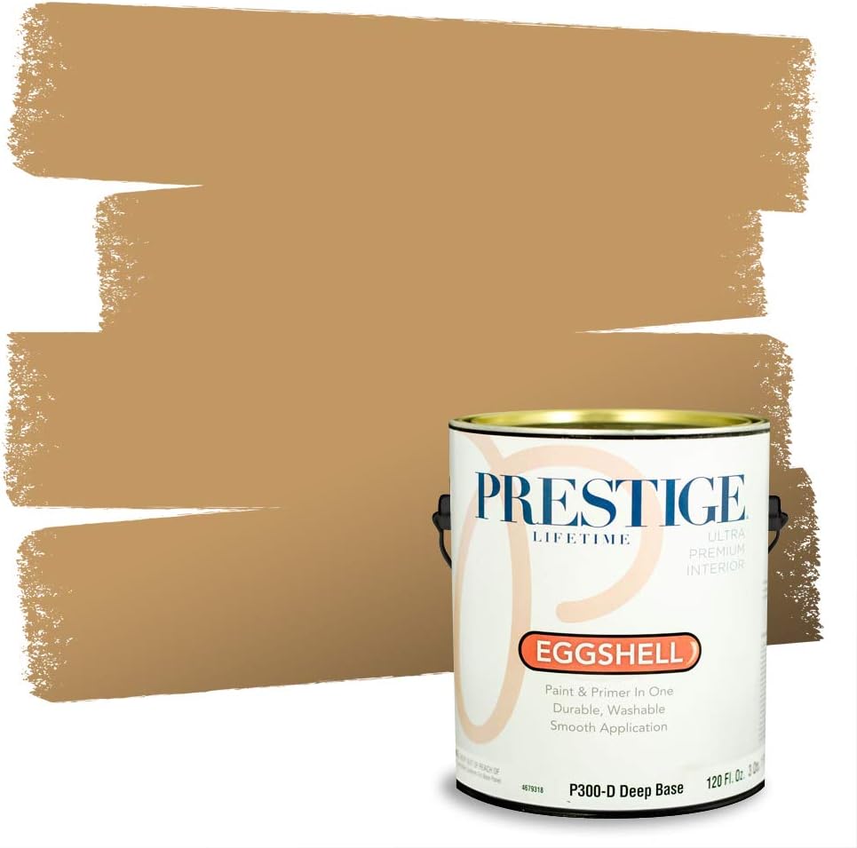 PRESTIGE Paints Exterior Paint and Primer In One, 1-Gallon, Satin, Comparable Match of Sherwin Williams* Relaxed Khaki*
