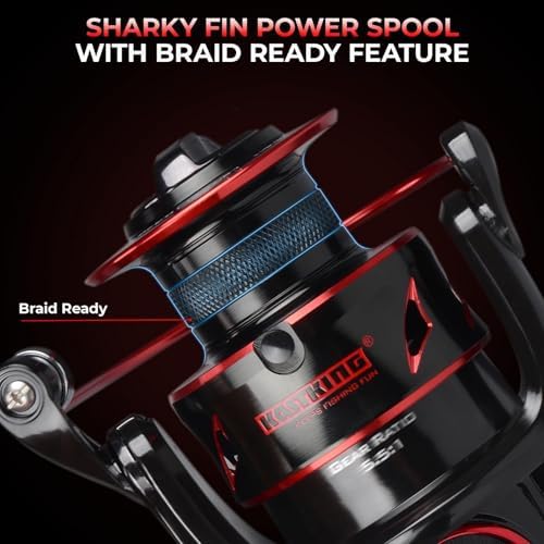 KastKing Sharky Baitfeeder III Spinning Reels with 5.5:1 Gear Ratio | Max Drag: 26.5 lb, 10+1 BB, 16.6 oz, CNC Aluminum Spool, Carbon Fiber Drag for Live Liner, Comes with Graphite Spool