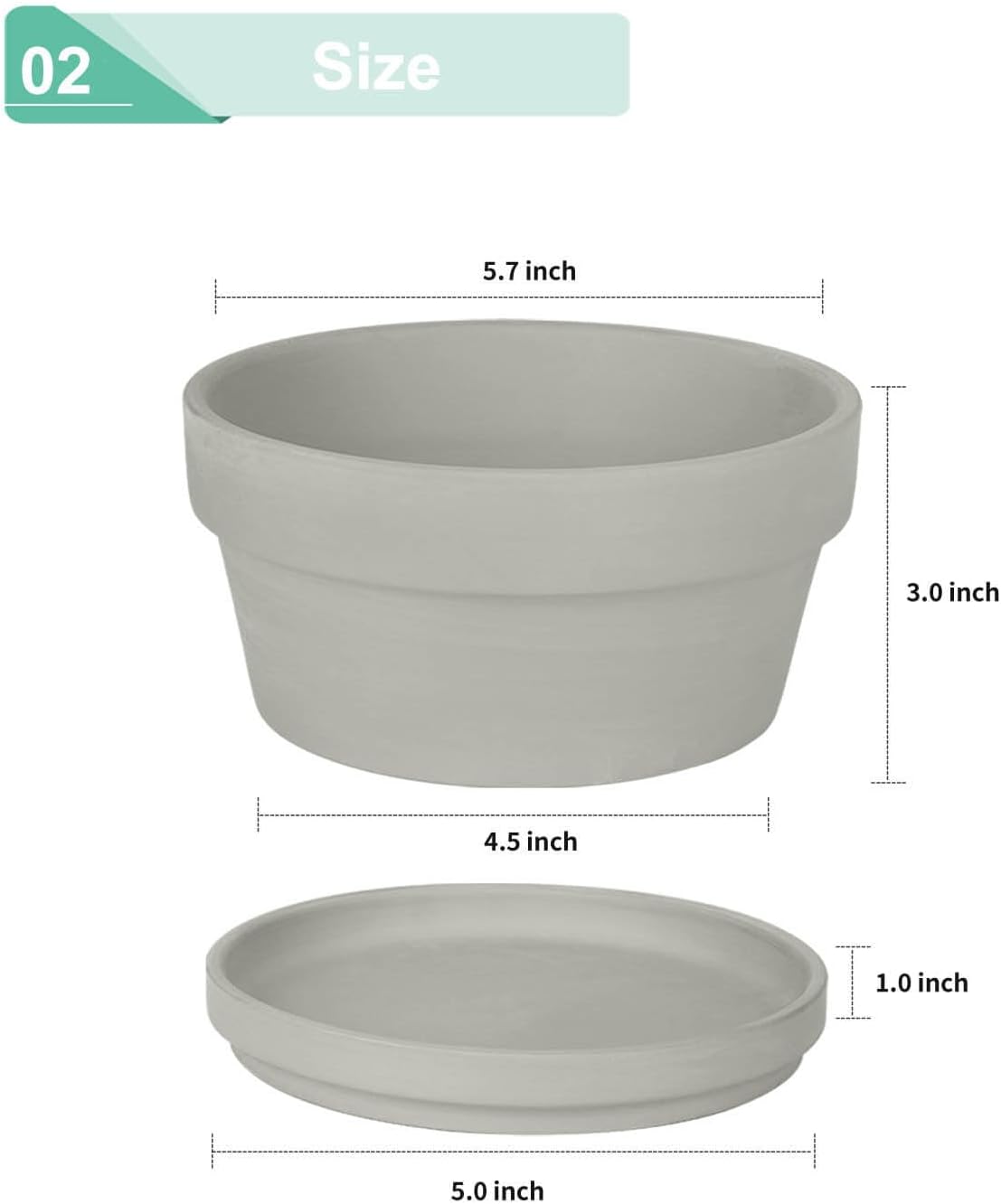 vensovo 3.7 Inch Terracotta Shallow Succulent Pots with Saucers, 6 Pack