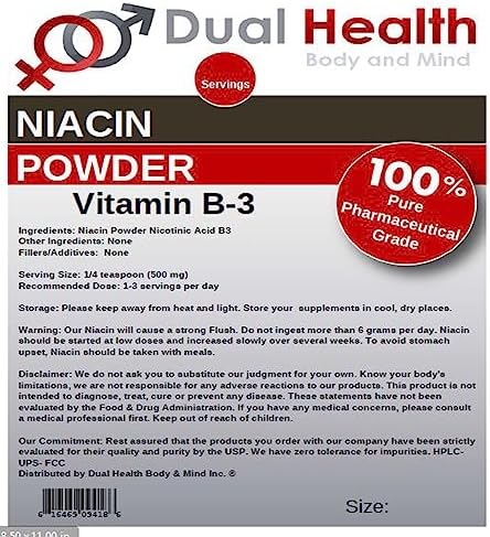 Niacin Powder (5.5 lbs - 2.5 kilograms) Vitamin B3 Bulk Supplement Immediate Release with Flush Nicotinic Acid Non-GMO, Vegan