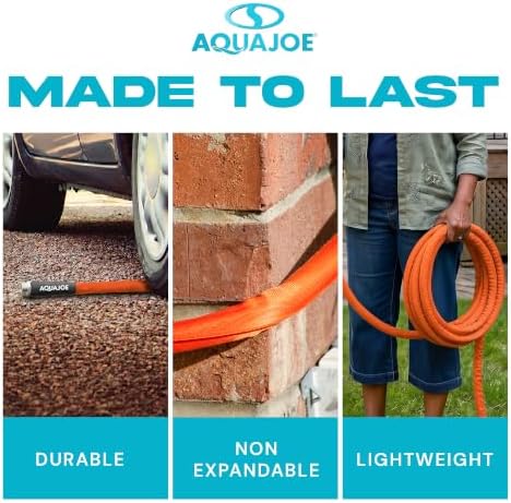 Aqua Joe AJFJH75-34-CTR FIBERJACKET Garden Hose, Non-Expanding and Kink-Resistant, 650 PSI Burst Rating, 75 Feet Long, Orange