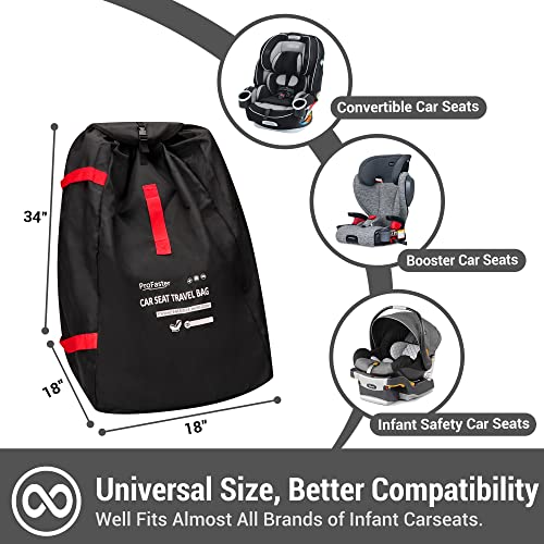 Car Seat Travel Bag Backpack for Air Travel - Karfast Universal Infant Carseat Gate Check Bag Cover for Airplane, Foldable with Pouch, Black
