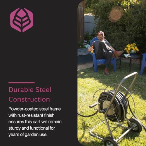 Yard Butler Hose Cart, Metal Hose Caddy, 2 Wheels, 200 Feet | Wheeled Metal Hose Cart Caddy, Suitable for Gardens, Lawns, Fields, and Outdoors, Durable Construction