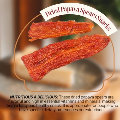 Nuts To You All Natural Dried Papaya Spears Snacks | Dried Papaya Slices No Sugar Added No Sulphur Non GMO | Gluten Free Healthy Snacks for Kids and