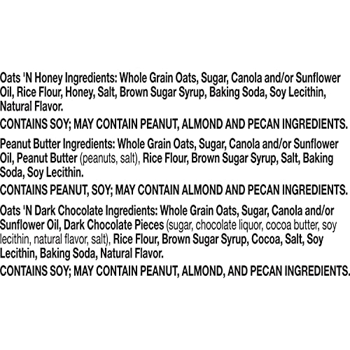 Nature Valley Crunchy Granola Bars, Value Pack, 60 ct, 44.7 oz | Oats & Honey and Peanut Butter Varieties, 2-Bar Pouches, Whole Grain Oats, No Artificial Flavors