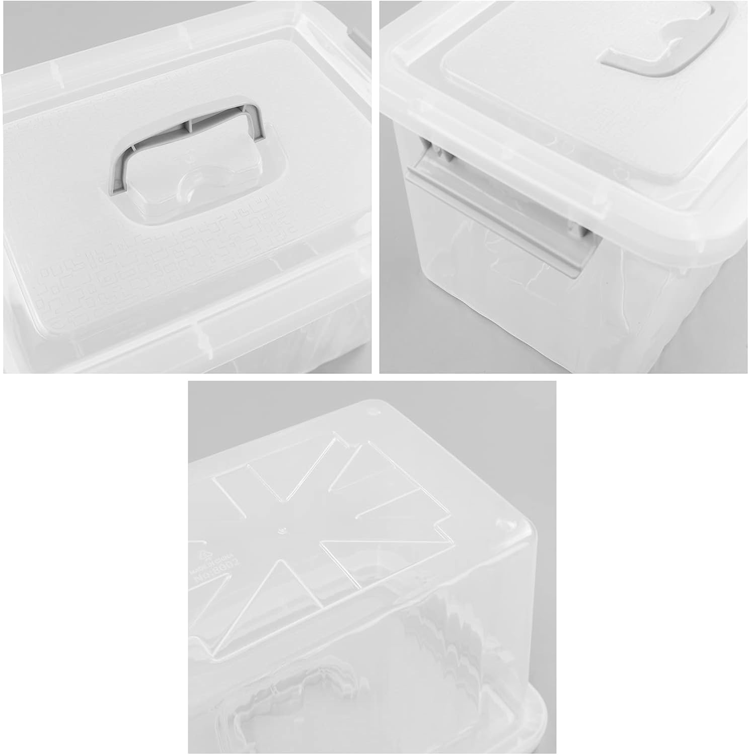 Clear Plastic Storage Bins with Wheels, 4-Pack Latch Boxes, 30 L