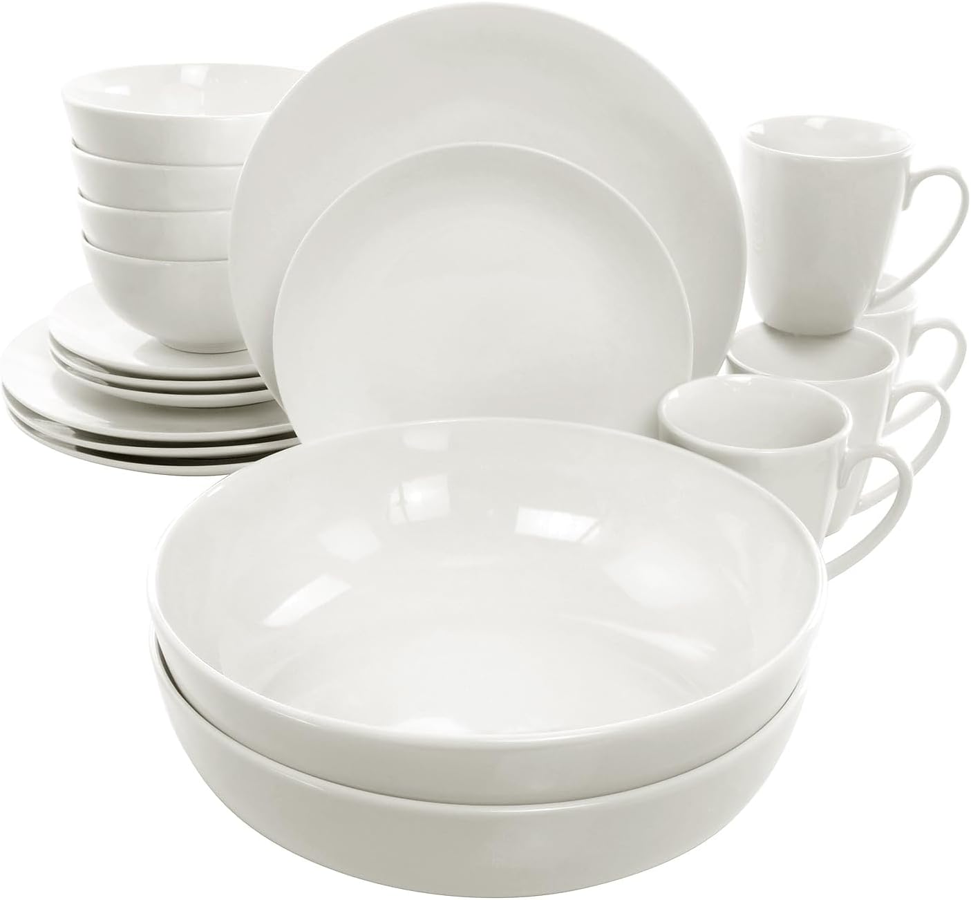 Elama White Porcelain Dish Dinnerware Set, 18 Piece, Newman