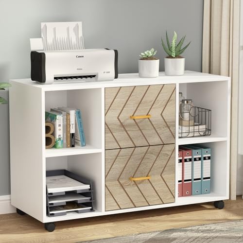 Tribesigns 2 Drawer File Cabinet, Large Mobile Lateral Filing Cabinet for Letter Size