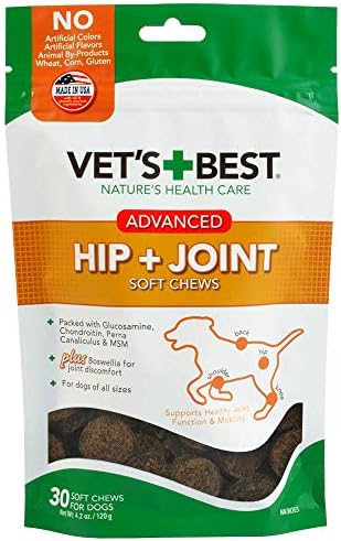 Vet's Best Advanced Hip & Joint Soft Chews for Dogs, 30 Day Supply | Glucosamine & Chondroitin Soft Chews, Supports Joint Mobility & Cartilage Health