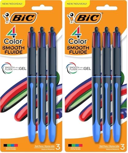 BIC 4-Color Original Retractable Ballpoint Pen, 1.0 mm Medium, 3-Count Pack