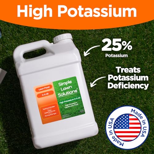 Simple Lawn Solutions - High Potassium Lawn Food Liquid Fertilizer 0-0-25 - Concentrated Spray - Turf Grass Vigor and Plant Hardiness - Summer and Fall - Any Grass Type (32 Ounce)