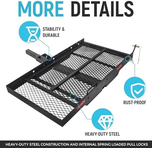 ECOTRIC 46.2 X 26.8 X 38.7 Inch Hitch Cargo Carrier W/Ramp Foldable 500 Lbs
