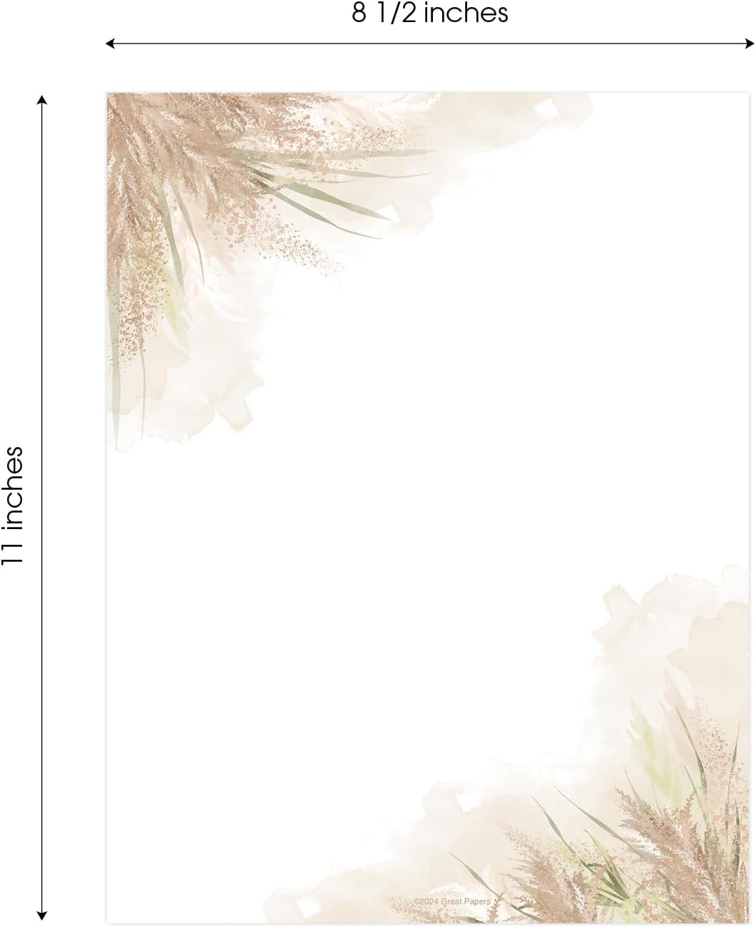 Great Papers! Lush Greenery Letterhead / 80 Floral Sheets 8.5" x 11" Beautiful Watercolor Botanical All Occasion Letter Paper