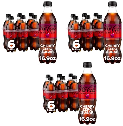 Coca-Cola Zero Sugar Cherry Soda Soft Drink Bottles, 16.9 fl oz, 6 Pack