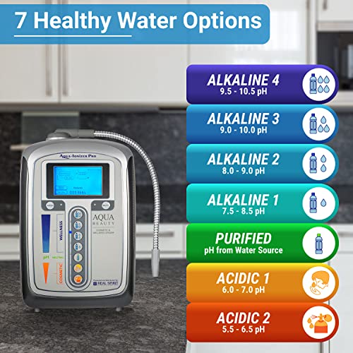 Aqua Ionizer Deluxe 5.0 | Water Ionizer | 7 Water Settings | Home Alkaline Water Filtration System | Produces pH 4.5-10.5 Alkaline Water | Up to