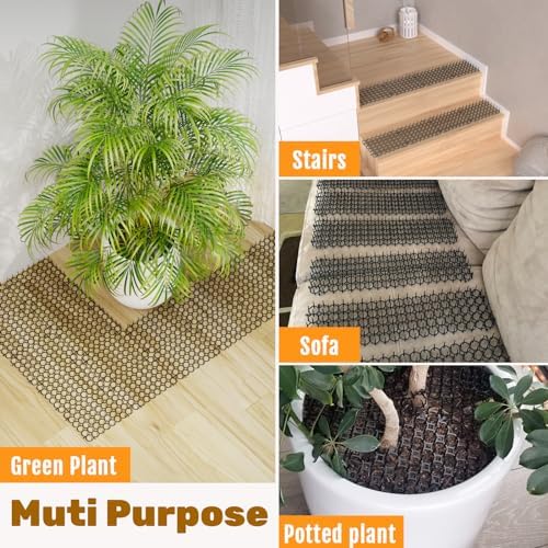 8.5 X 6.5 Inch Scat Mat for Cats with 12 Garden Staples & 12 Ties, 24 Pack Cat Deterrent Mat for Garden Fence & Animal Barrier