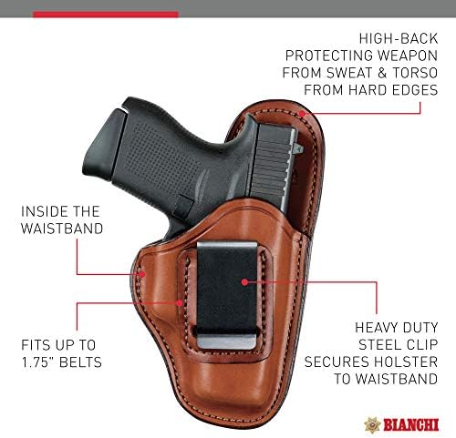 Bianchi Gun Leather #100 Professional IWB, Tan, Right Hand, SZ10A, Beretta Nano, Glock 26, 27, 43, Springfield XDS, Taurus PT-111, PT-140
