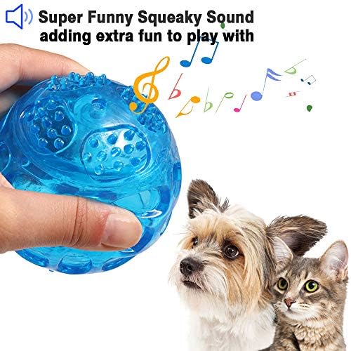 ACEONE Dog Squeaky Ball, Pet Squeak Chew Bouncy Rubber Toy Balls for Small Medium Dogs Indestructible Exercise Training Playing (3 Balls)